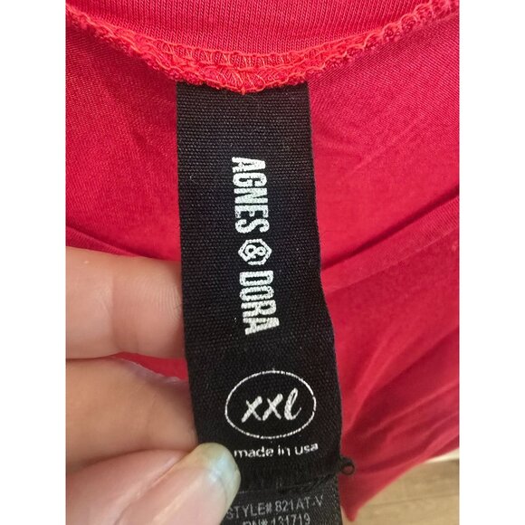 Agnes & Dora Womens Sleeveless Red V-Neck Tank Top XXL Soft Flowy Lightweight US - Picture 2 of 3